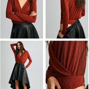 NWOT Anthropologie Rust and Black Bodysuit